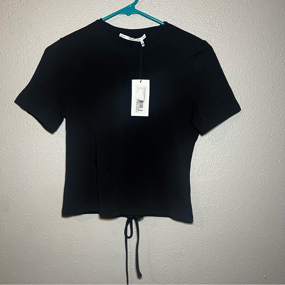 PROENZA SCHOULER WHITE LABEL KEYHOLE T-SHIRT BLACK SIZE SMALL - Picture 1 of 6